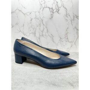 Amalfi Pumps Womens Size 11.5 Blue Leather Pavone Parmasoft Pointed Toe NEW